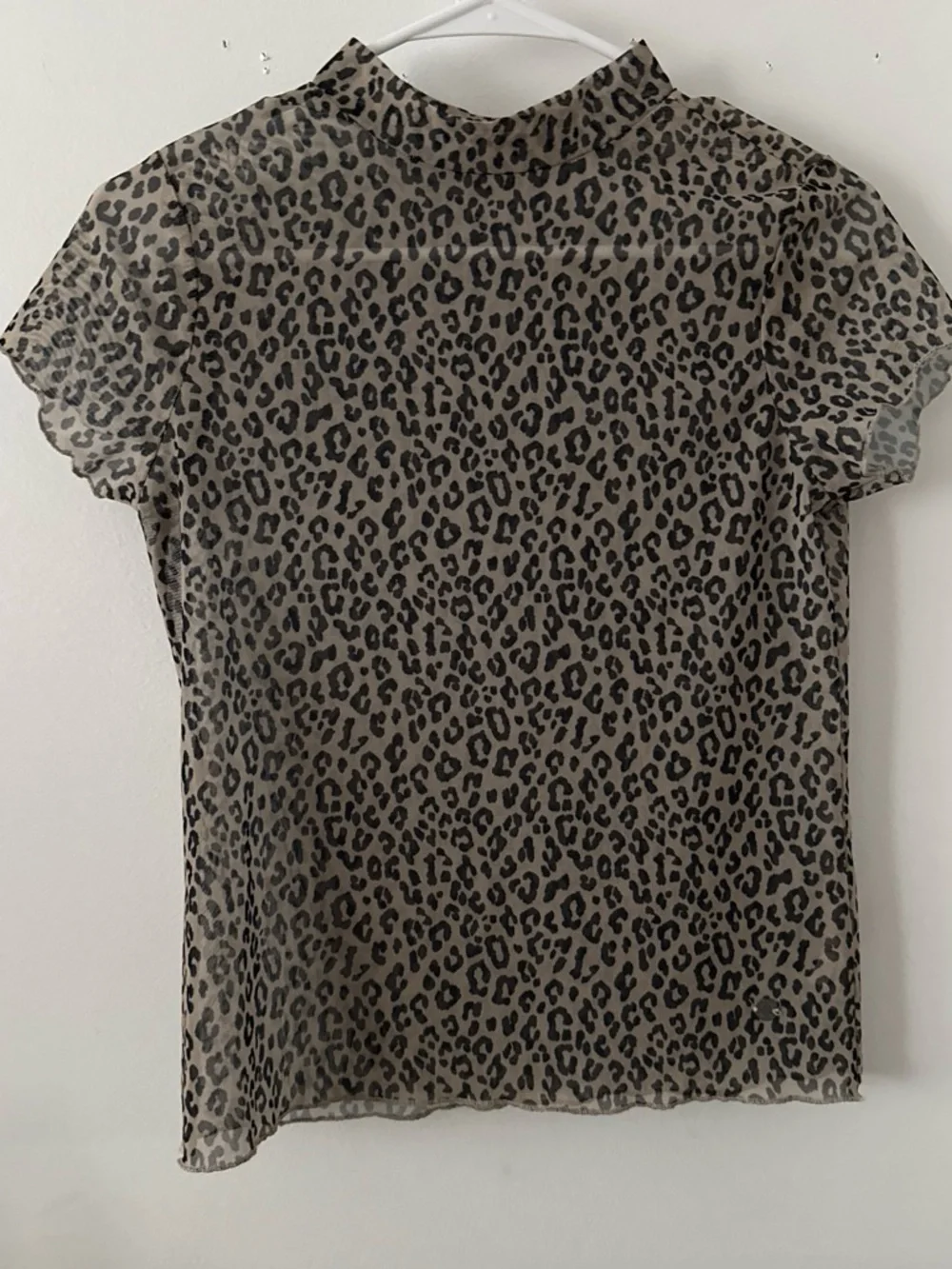 Justice Girls Leopard Print Mock Neck Top - Taupe & Black